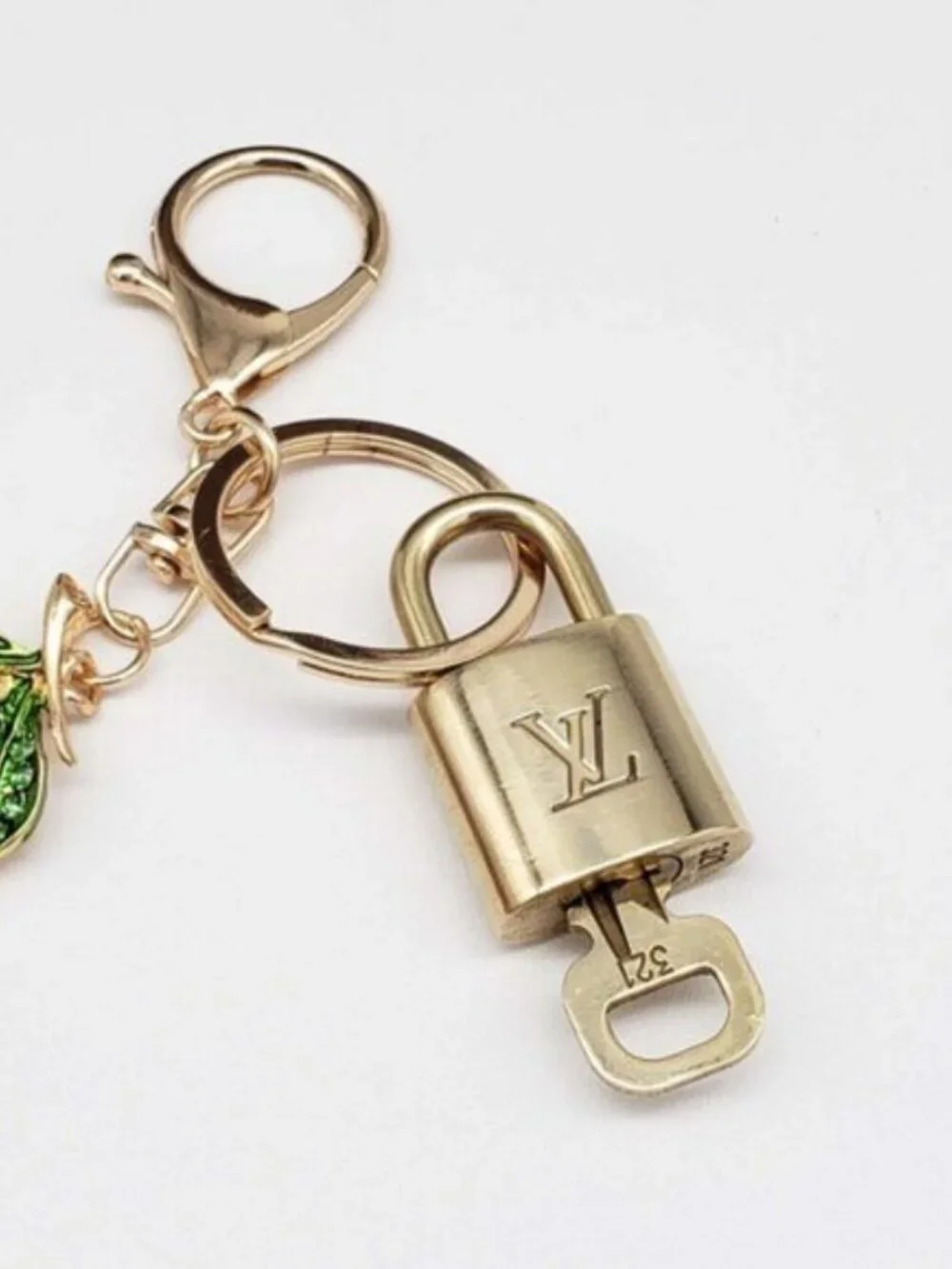 Authentic Louis Vuitton Gold Lock 🔒 Keychain Bag Unbranded Cherry Charm LV